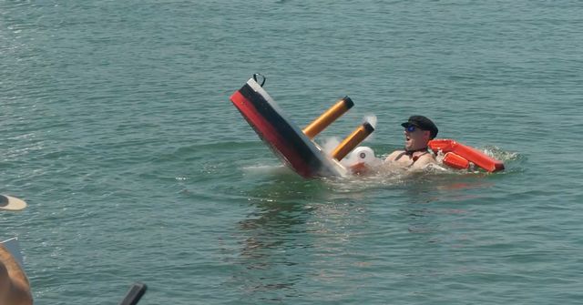 The tiny Titanic entry quickly capsized in the offbeat regatta, a Memorial Day weekend tradition in the Florida Keys. 