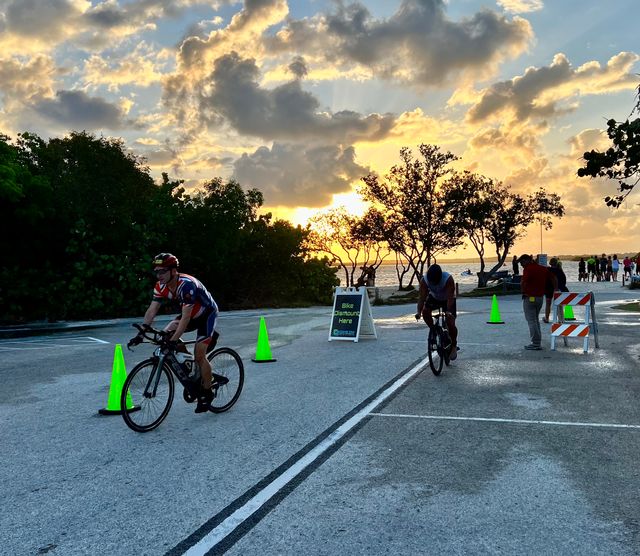 The Olympic-distance triathlon features a .9-mile swim, a 24.8-mile bicycle ride through north Key Largo and a 6.2-mile run. Photo: JoNell Modys
