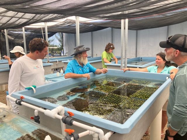 Her father, Dr. David Vaughn's (center) groundbreaking discovery of coral micro-fragmentation technology became the foundation of their work at Plant a Million Corals. 