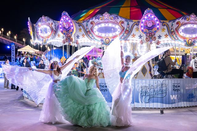 The Waterfront Winter Wonderland transforms the Coffee Butler Amphitheater at Truman Waterfront Park into a festive holiday experience for all ages. Photo: Nick Doll