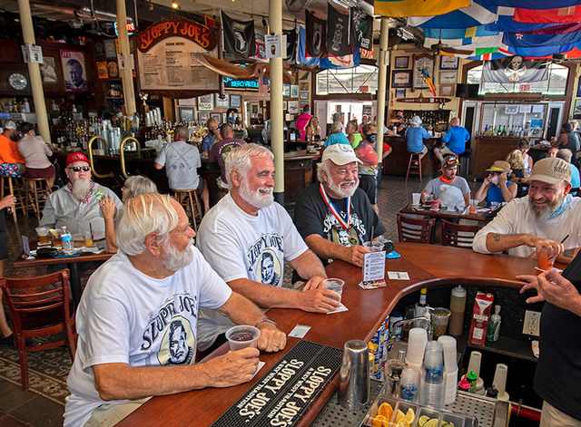 Sloppy Joe's was a regular hangout for Ernest Hemingway in the mid to late 1930s. Today, Hemingway "look-alikes" gather at the bar, especially during the annual Hemingway Days festival held each July. Photo: Rob O'Neal