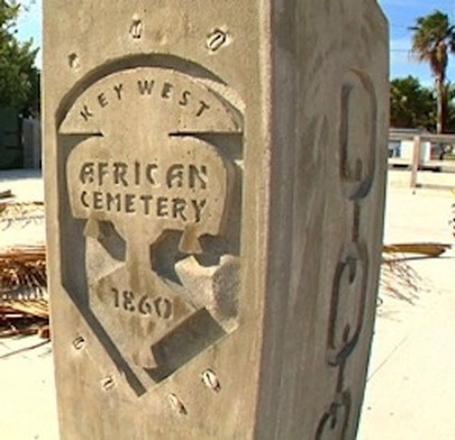 A memorial marks the United States' only African refugee cemetery at Higgs Beach. 