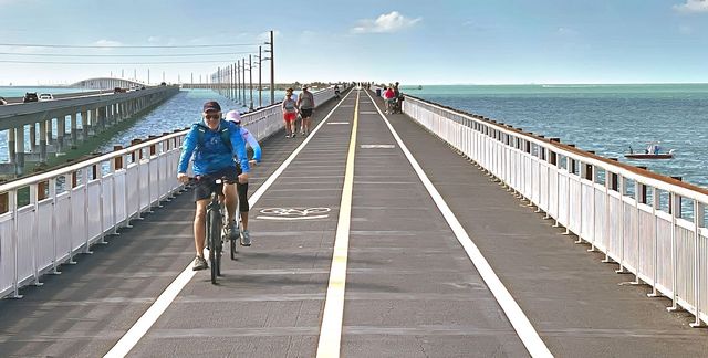 The renovated 2.2-mile span is now a linear park providing access to Pigeon Key by walkers, bikers and tram riders. 