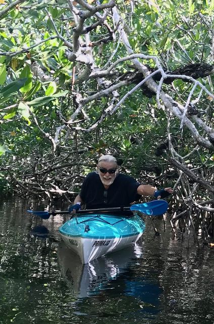 Hawver explores the waterways and mangroves by kayak, which allows him to go slow and really see things in the natural world. 