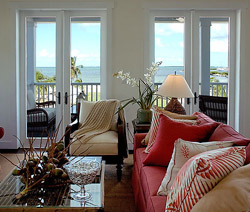 Windows in the living room offer views of Florida Bay as well.